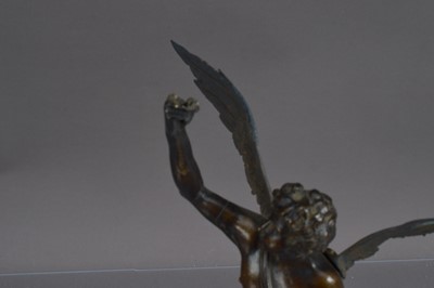 Lot 291 - An unusual antique bronzed sculpture of a neoclassical winged angel