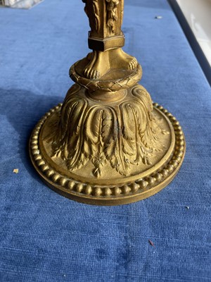Lot 292 - A good pair of French Louis XVI style ormolu gilt bronze candlesticks