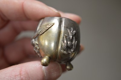 Lot 305 - Four Chinese Silver Salts and a Chinese silver bread fork