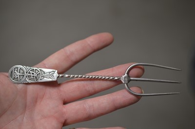 Lot 305 - Four Chinese Silver Salts and a Chinese silver bread fork
