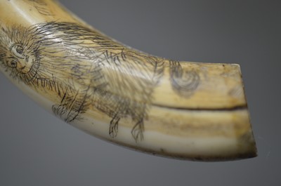 Lot 316 - A Japanese carved boar's tusk