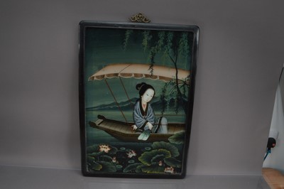 Lot 323 - Three decorative Chinese reverse glass paintings of noble women