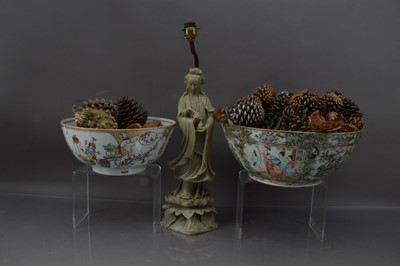 Lot 325 - Two 19th Century Chinese Famille Rose Canton Export Punch Bowls