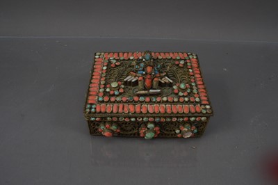 Lot 326 - An antique Chinese / Tibetan gilt brass filigree box