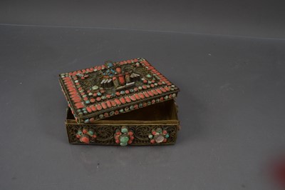 Lot 326 - An antique Chinese / Tibetan gilt brass filigree box