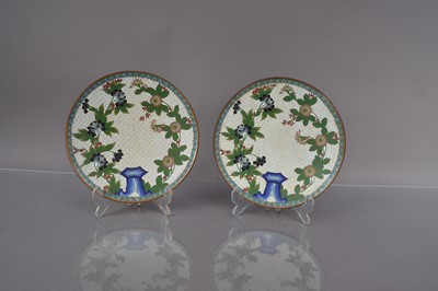 Lot 333 - A pair of Japanese cloisonne plates