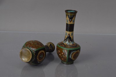 Lot 334 - A pair of Japanese cloisonne mallet shape vases