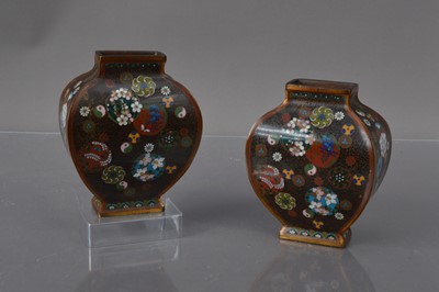 Lot 335 - A pair of Japanese cloisonne moon flasks