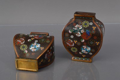 Lot 335 - A pair of Japanese cloisonne moon flasks