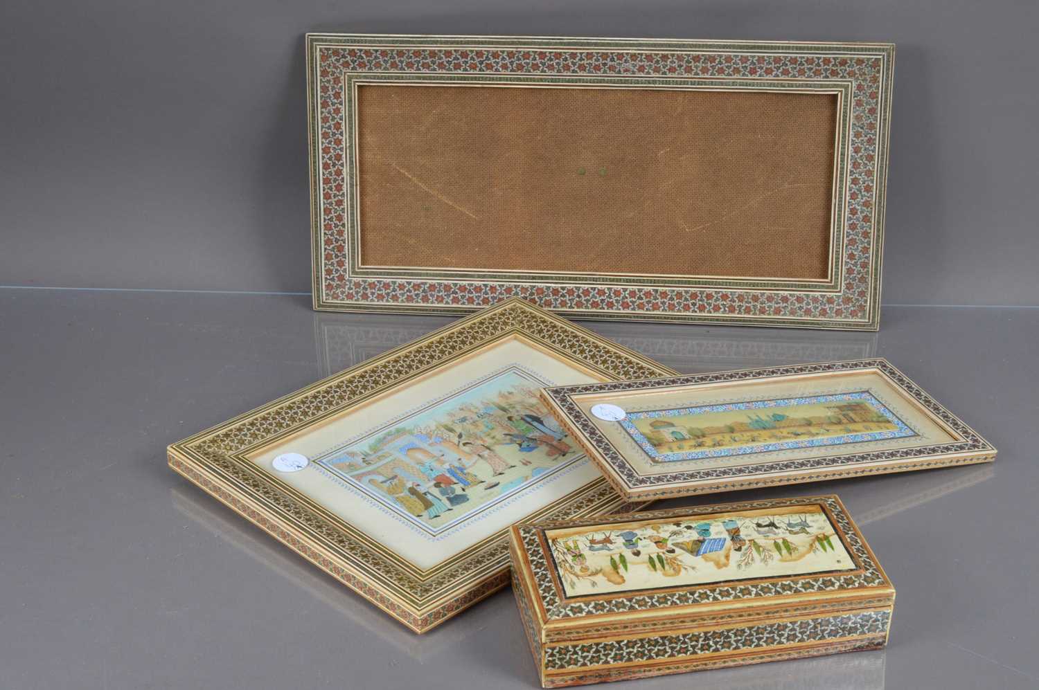 Lot 337 - A group of four Indo-Persian Khatam marquetry items