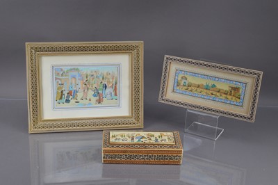 Lot 337 - A group of four Indo-Persian Khatam marquetry items