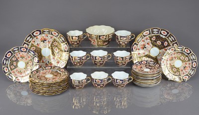 Lot 350 - A late Victorian and later part Crown Derby Imari style porcelain tea set