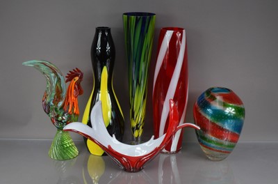 Lot 353 - Six mid 20th century large studio glass items