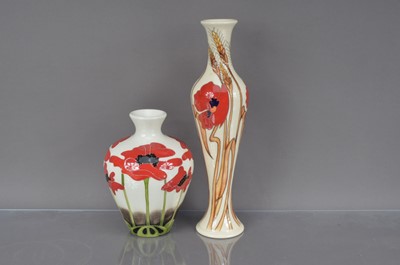 Lot 360 - Two modern Moorcroft Pottery Poppy decoration vases