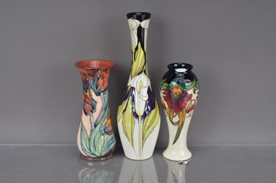 Lot 363 - Two modern Moorcroft Pottery vases and a damaged example