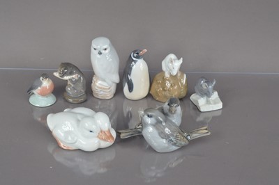 Lot 364 - Eight Royal Copenhagen porcelain small animals and birds