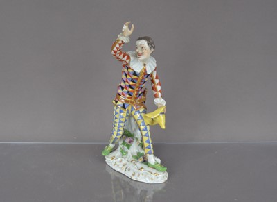 Lot 373 - An early 20th century Meissen porcelain figure of Harlequin