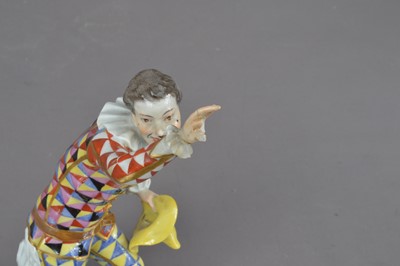 Lot 373 - An early 20th century Meissen porcelain figure of Harlequin