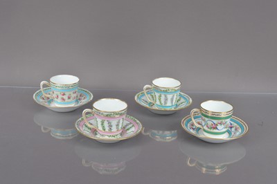 Lot 382 - A set of four French 18th Century style porcelain cups and saucers