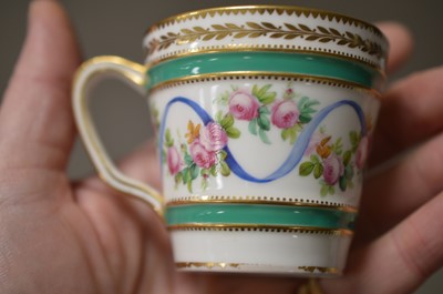 Lot 382 - A set of four French 18th Century style porcelain cups and saucers