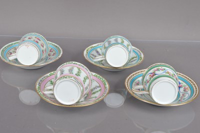 Lot 382 - A set of four French 18th Century style porcelain cups and saucers