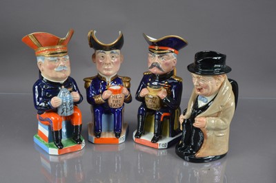 Lot 383 - Three Royal Staffordshire pottery WWI character jugs and a more recent Royal Doulton example of Sir Winston Churchill