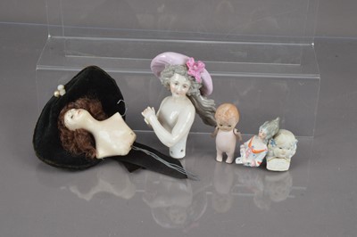 Lot 393 - An antique German porcelain half-doll portraying Madame Mole Raymond after Elizabeth Vigee-LeBrun