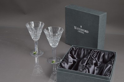 Lot 403 - A boxed pair of Waterford crystal wine goblets in "Maeve" patter