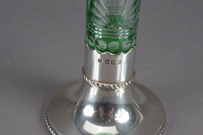 Lot 409 - A Victorian silver mounted green glass cut to clear vase