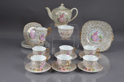 Lot 413 - Mid-20th Century Leonard Street Pottery "Pinkie" pattern tea set