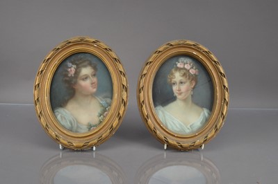 Lot 449 - A pair of early 20th century French School pastel portraits