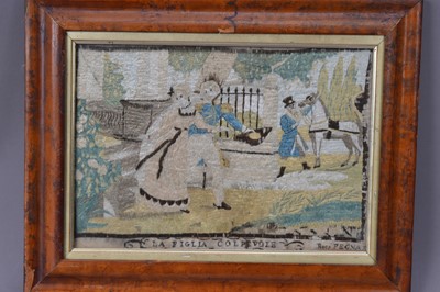 Lot 516 - A 19th Century Regency silk work picture "La Figlia Colpevole" ("The Guilty Daughter")