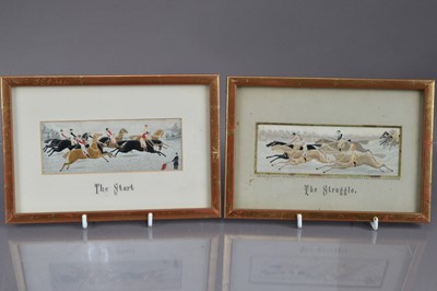 Lot 540 - Two Thomas Stevens Victorian "Stevengraph" horseracing pictures