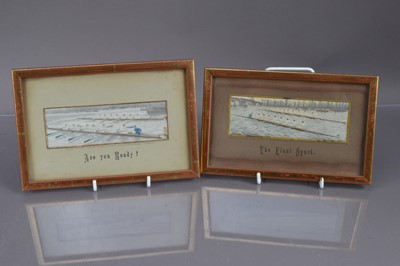 Lot 541 - A scarce pair of Thomas Stevens Victorian "Stevengraph" rowing pictures