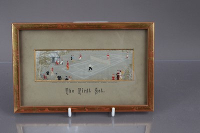 Lot 543 - A rare Thomas Stevens Victorian sporting "Stevengraph" lawn tennis picture