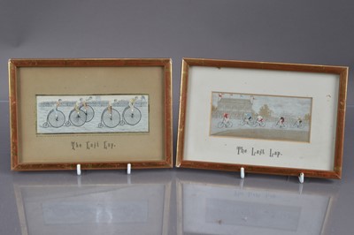 Lot 544 - Two Thomas Stevens Victorian "Stevengraph" bicycle racing pictures