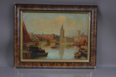 Lot 546 - Charles Arthur Cox  (1857-1936) "St George's Dock, Liverpool" Circa 1897