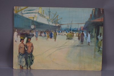 Lot 556 - Capt Gerald Spencer Pryse MC (1882-1956) "Bathurst Loading at Burutu" (Nigeria)