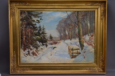 Lot 570 - Harald Julius Niels Pryn (Danish 1891-1968) "Woodland in Snow"