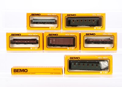 Lot 60 - Bemo H0e / HO M, Gauge German Coaches and Freight Stock