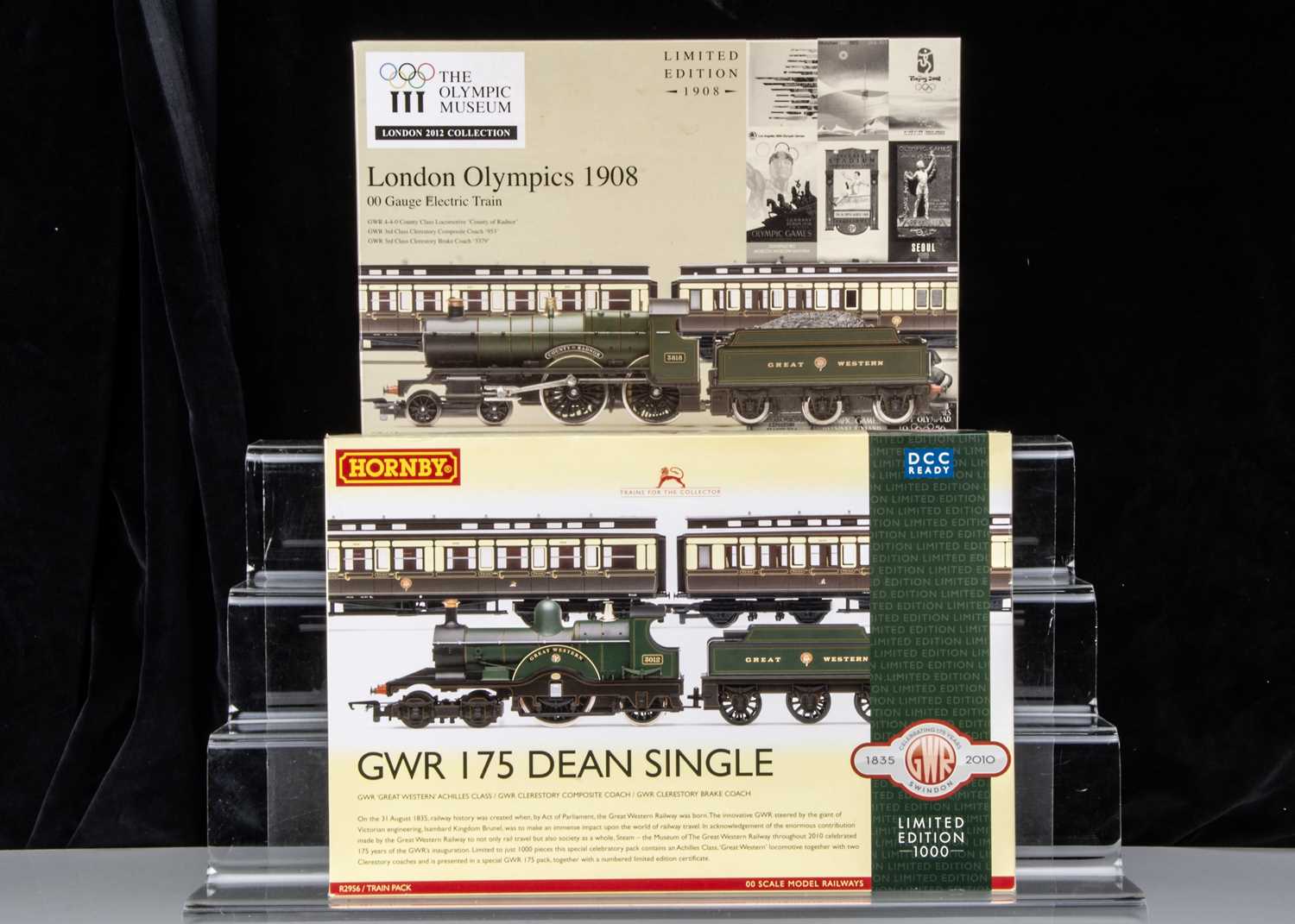 Lot 95 - Hornby China OO Gauge GWR Dean Single and London Olympics 1908 Steam Train Packs