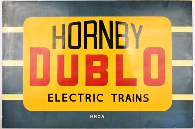 Lot 345 - Large excellent freelance Hornby-Dublo painted Sign on plywood