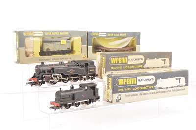 Lot 368 - Wrenn 00 Gauge BR black Tank Locomotives and two wagons (4)