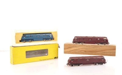 Lot 412 - Three Trix Trains 00 Gauge 12v DC 2-rail BR (WR) Warship class Locomotives (3)