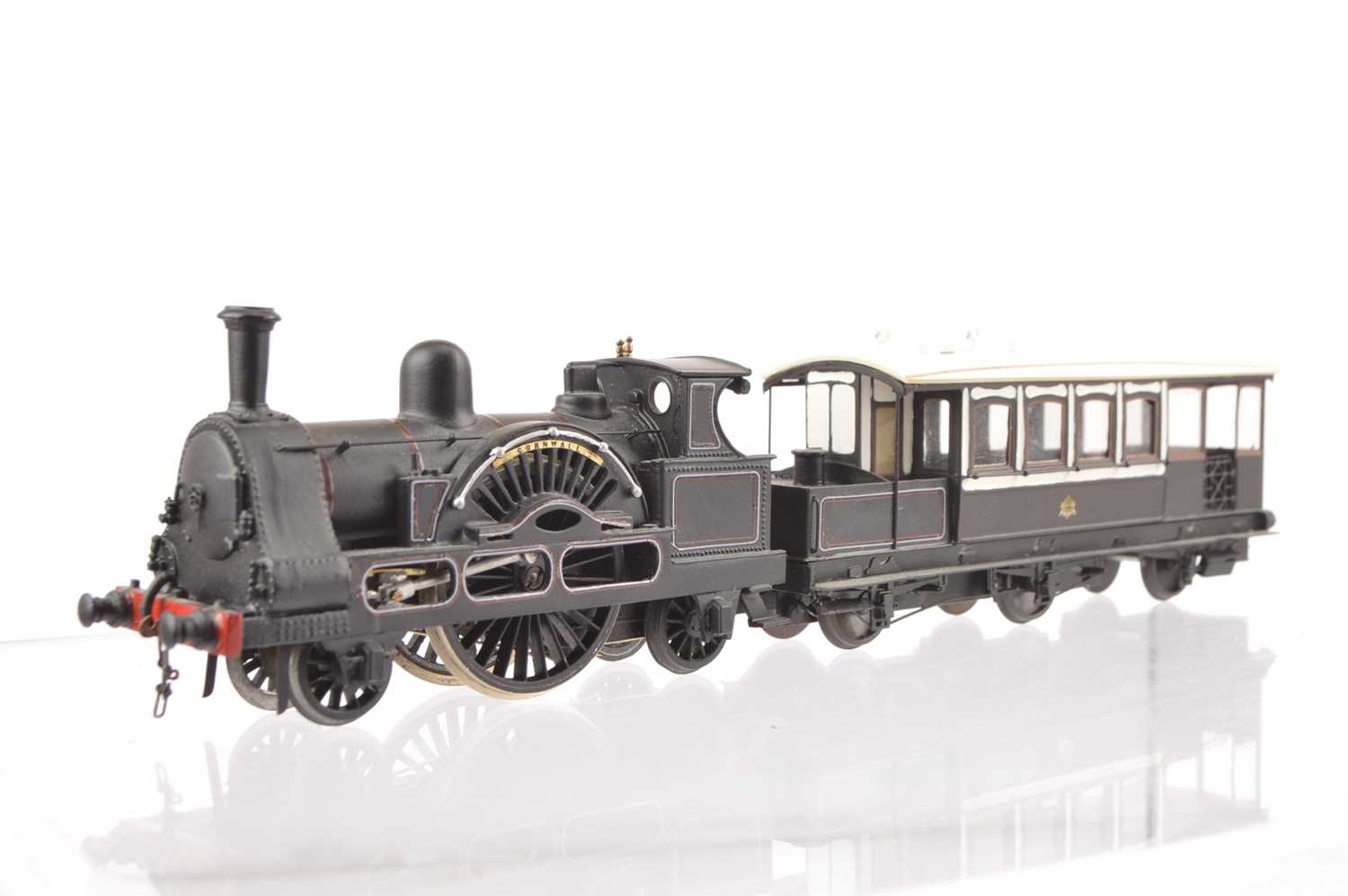 Lot 531 - M&L Premier Kits kit-built 4mm Finescale 00 Gauge LNWR Cornwall 2-2-2 Locomotive and Webb Coupe Inspection Saloon Coach