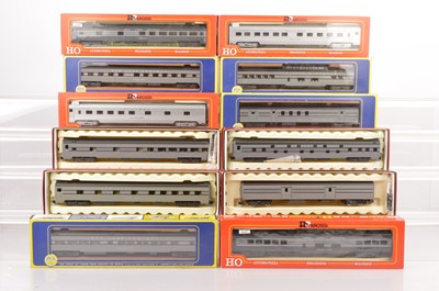 Lot 647 - Rivarossi and AHM H0 Gauge Archive collection New York Central two tone grey Coaches and silver Pullman Coaches (14)