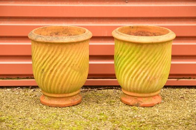 Lot 340 - A pair of terracotta large plat pots