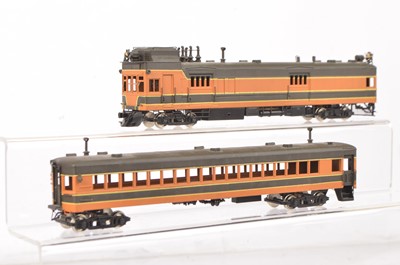 Lot 867 - Oriental Limited H0 Gauge Great Northern Railway Gas Electric No. 2302 and Coach Trailer No 600