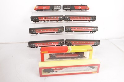 Lot 90 - Hornby Diesel Locomotives and coaches  00 gauge in Virgin red/black liveries  (10)