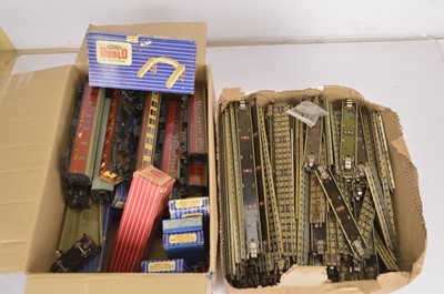 Lot 210 - Hornby-Dublo  00 gauge 3-Rail track and  buildings with coaches (qty)